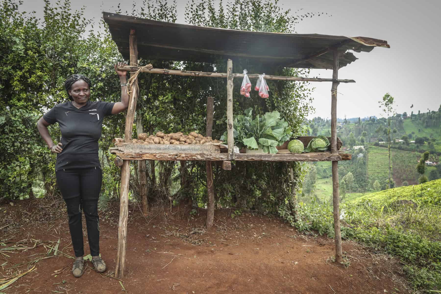 Kenyan woman farmer selling her produce in the International Day of Rural Women